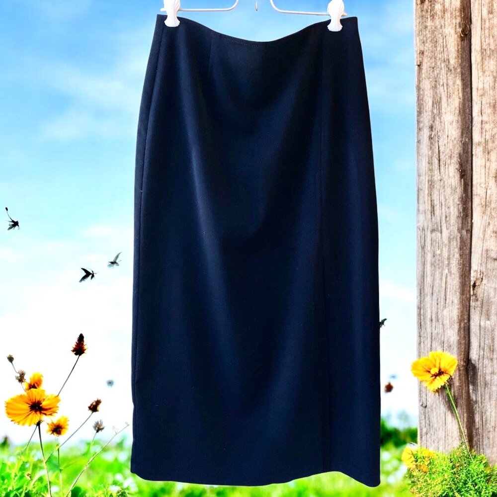 David Paul New York Vintage Long Straight Skirt Deep Slit Polyester Womens 12